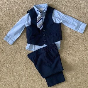 Blue suit with shirt tie vest and pants